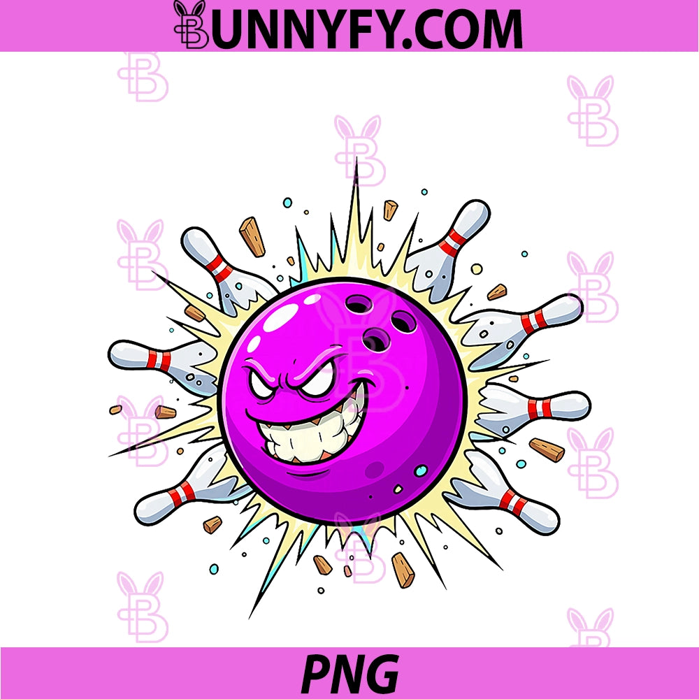 Angry Purple Bowling Ball PNG, Strike Explosion PNG