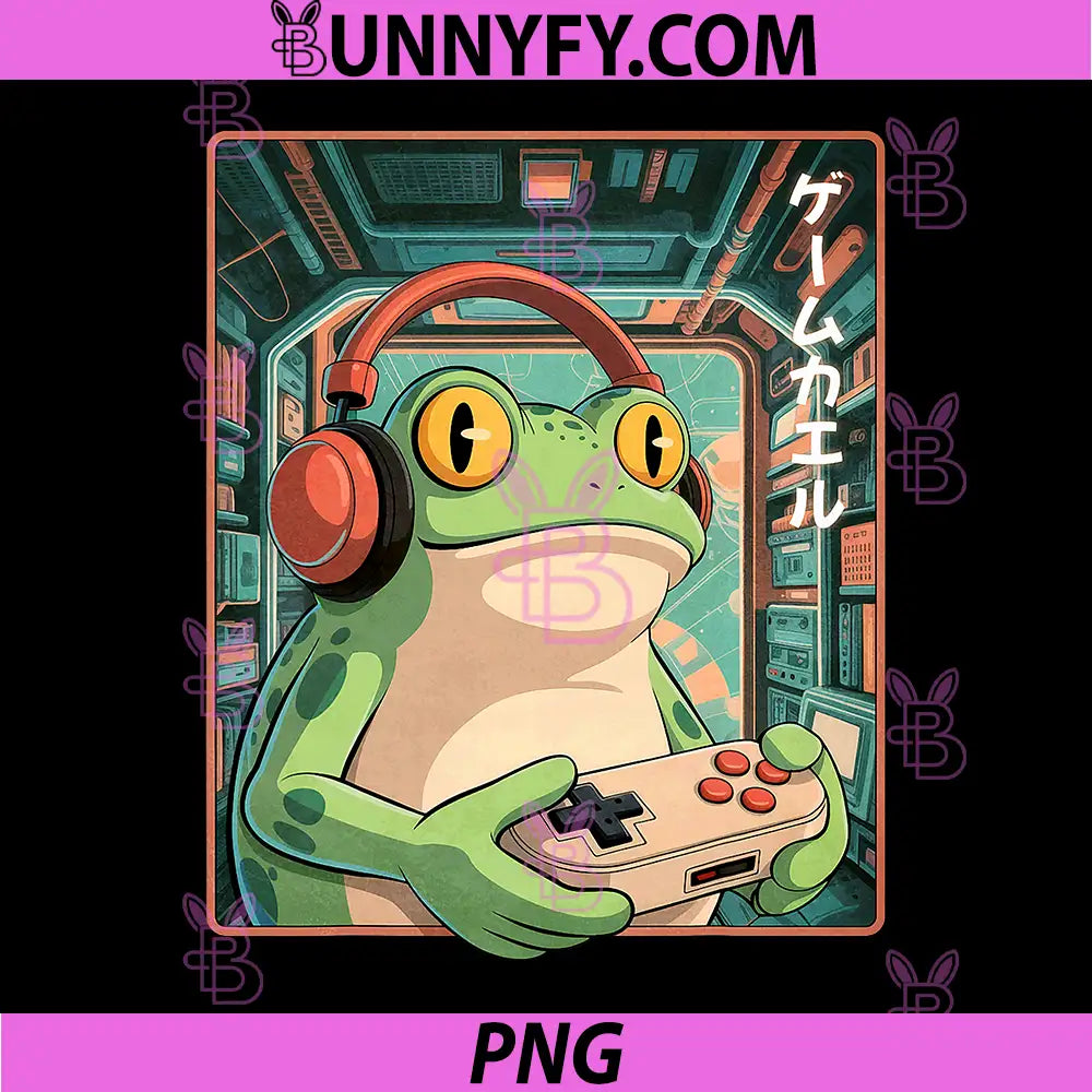 Anime Frog Gamer PNG, Kawaii Manga Funny PNG, Japanese Gaming PNG 