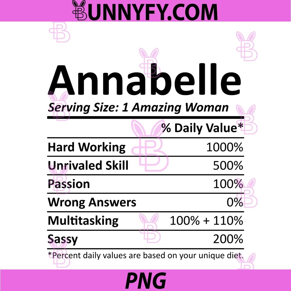 Annabelle Nutrition Personalized Name PNG, Funny Performance PNG