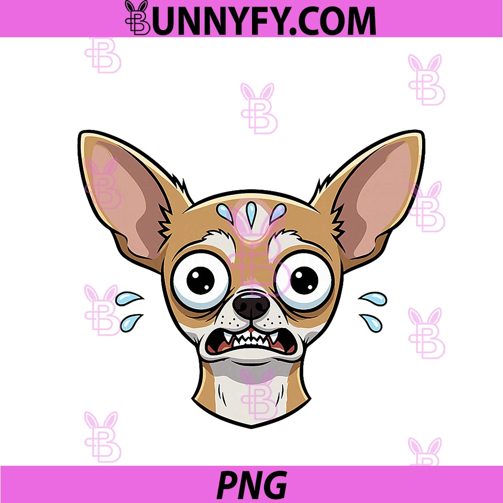 Anxious Chihuahua Face PNG, Funny Sweaty Dog Mood PNG
