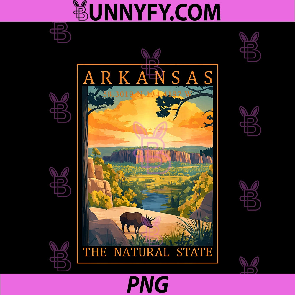 Arkansas GPS Coordinates Travel PNG, Poster Artwork Natural State PNG