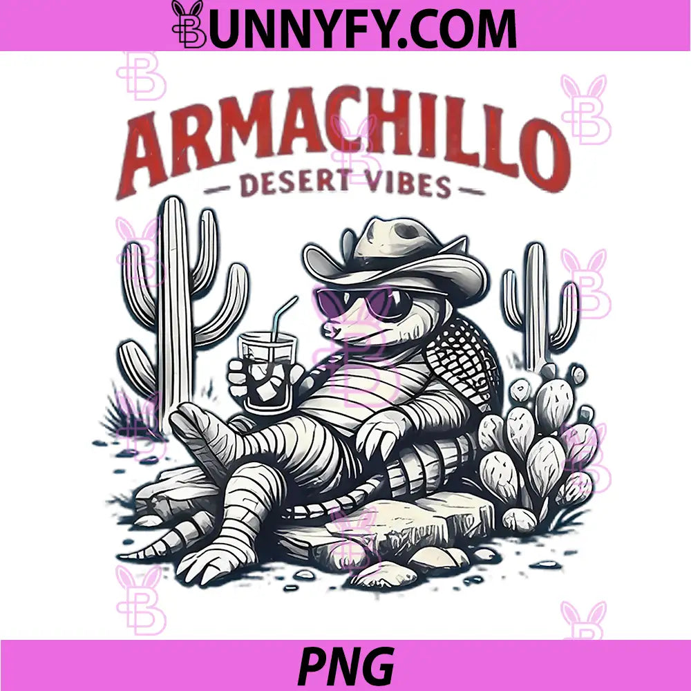 Armachillo Desert Vibes PNG, Cowboy with Bandana and Drink PNG