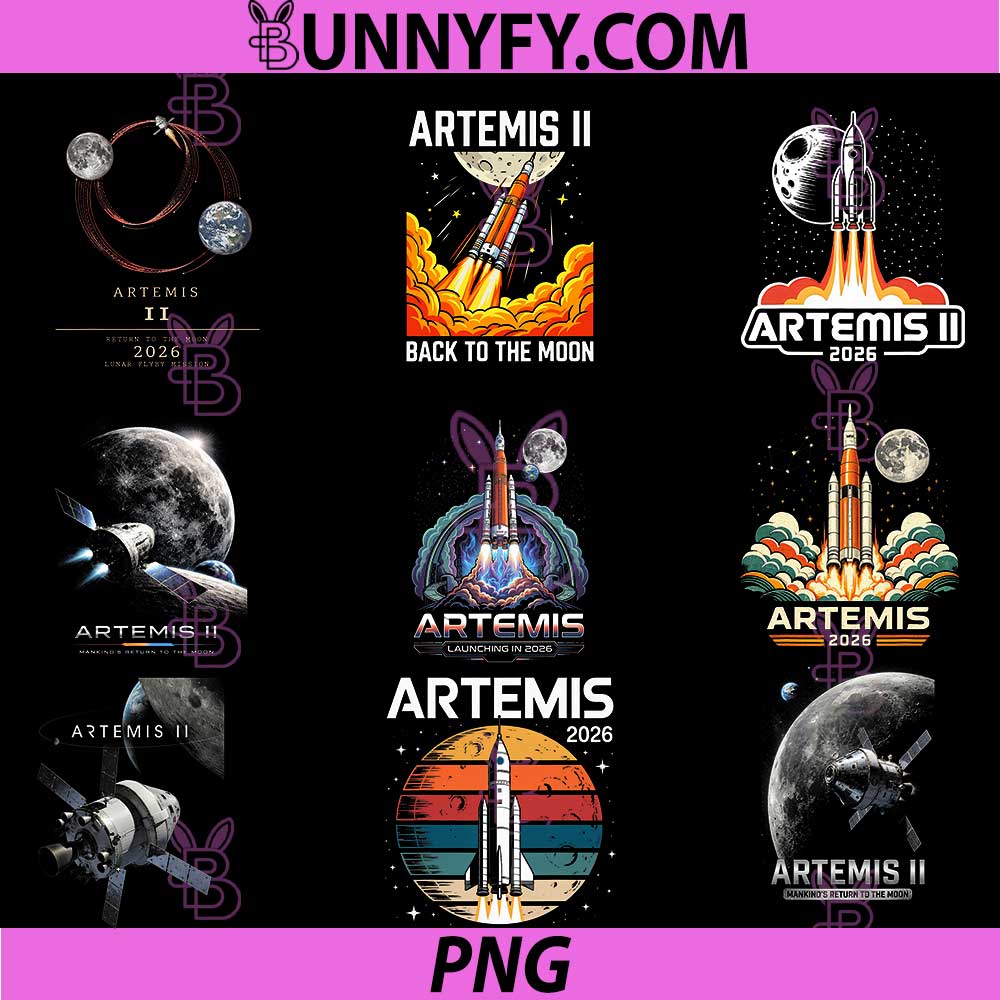 Artemis II 2026 Rocket PNG Bundle, Launch Mission to The Moon Artemis 2 PNG