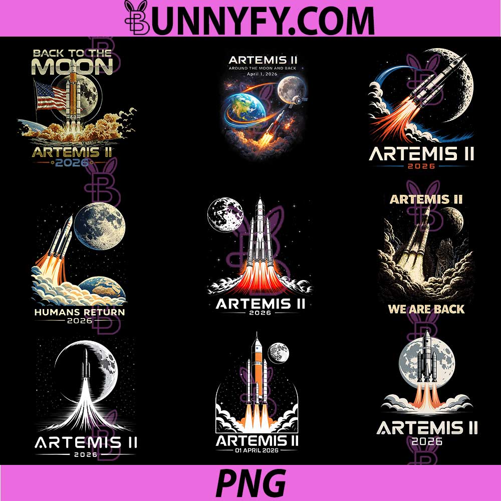 Artemis II Rocket PNG Bundle, Launch Space Exploration Back to the Moon PNG