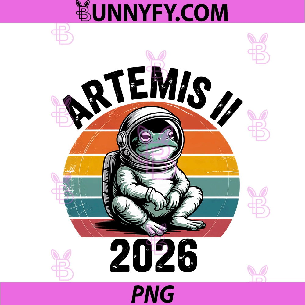 Artemis 2026 Cool Frog In PNG, Retro Astronaut Back To The Moon PNG