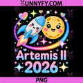 Artemis II 2026 Cute Design PNG, Launch Back to The Moon PNG