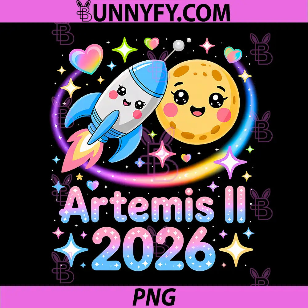 Artemis II 2026 Cute Design PNG, Launch Back to The Moon PNG