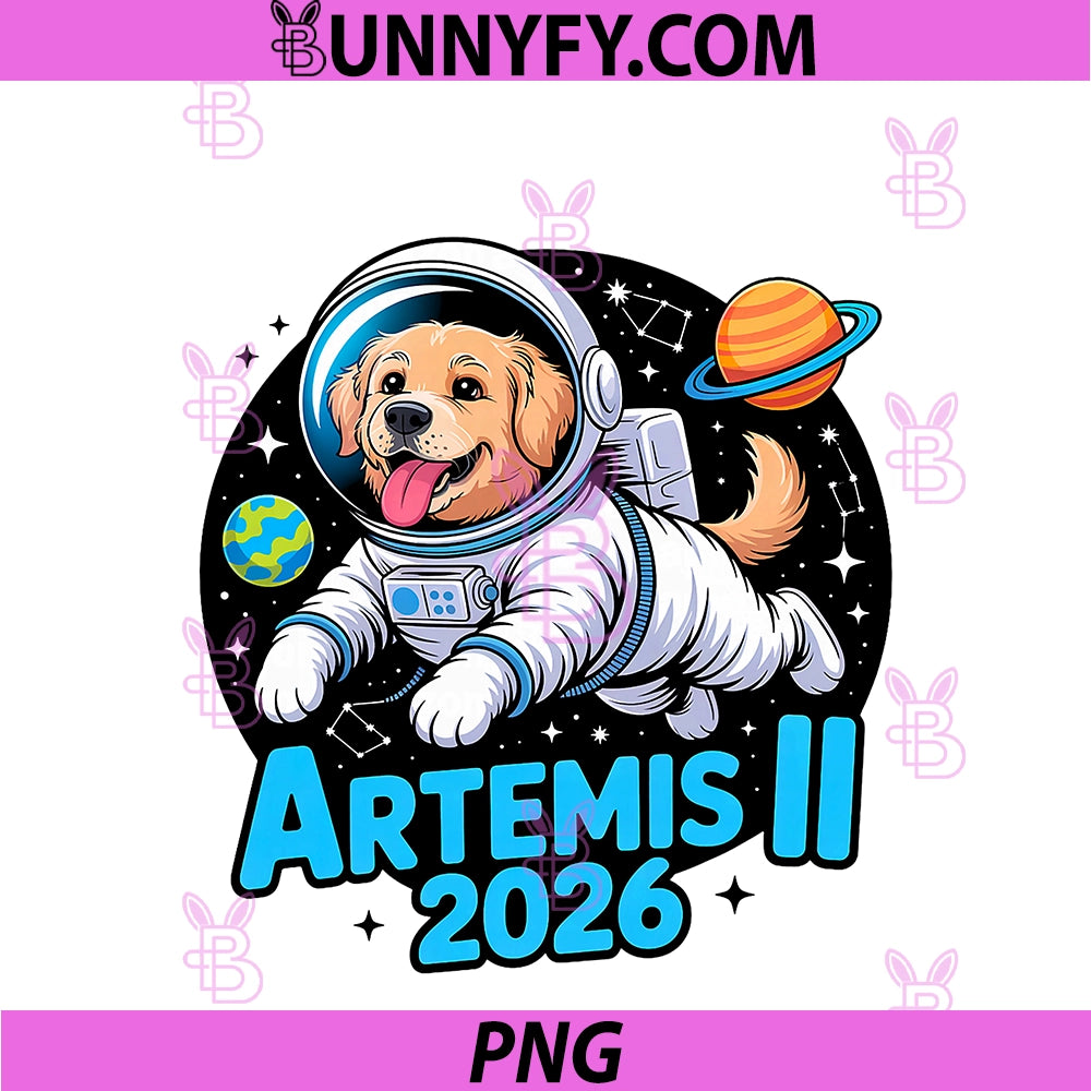 Artemis II 2026 Cute PNG, Dog Astronaut Back To The Moon PNG