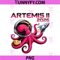 Artemis II 2026 PNG, Funny Octopus Launch Back To The Moon PNG