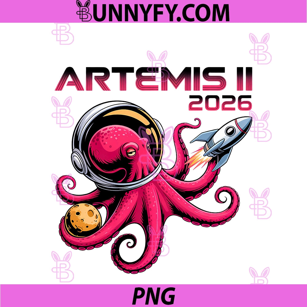 Artemis II 2026 PNG, Funny Octopus Launch Back To The Moon PNG
