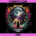 Artemis II 2026 Rocket Launch Moon PNG, Silhouette Black Cat PNG