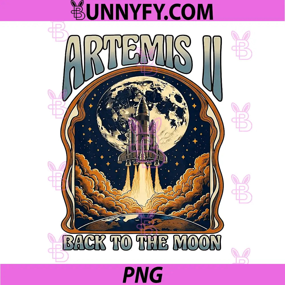 Artemis II Back to The Moon PNG, Vintage Space Launch Rocket PNG