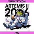 Artemis II Funny Frog with Bubble Tea PNG, Back to The Moon 2026 PNG