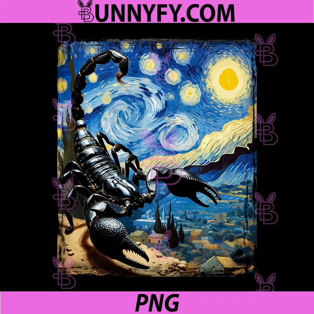 Artistic Scorpion Stuff Van Gogh Style PNG, Starry Night Scorpion Performance PNG
