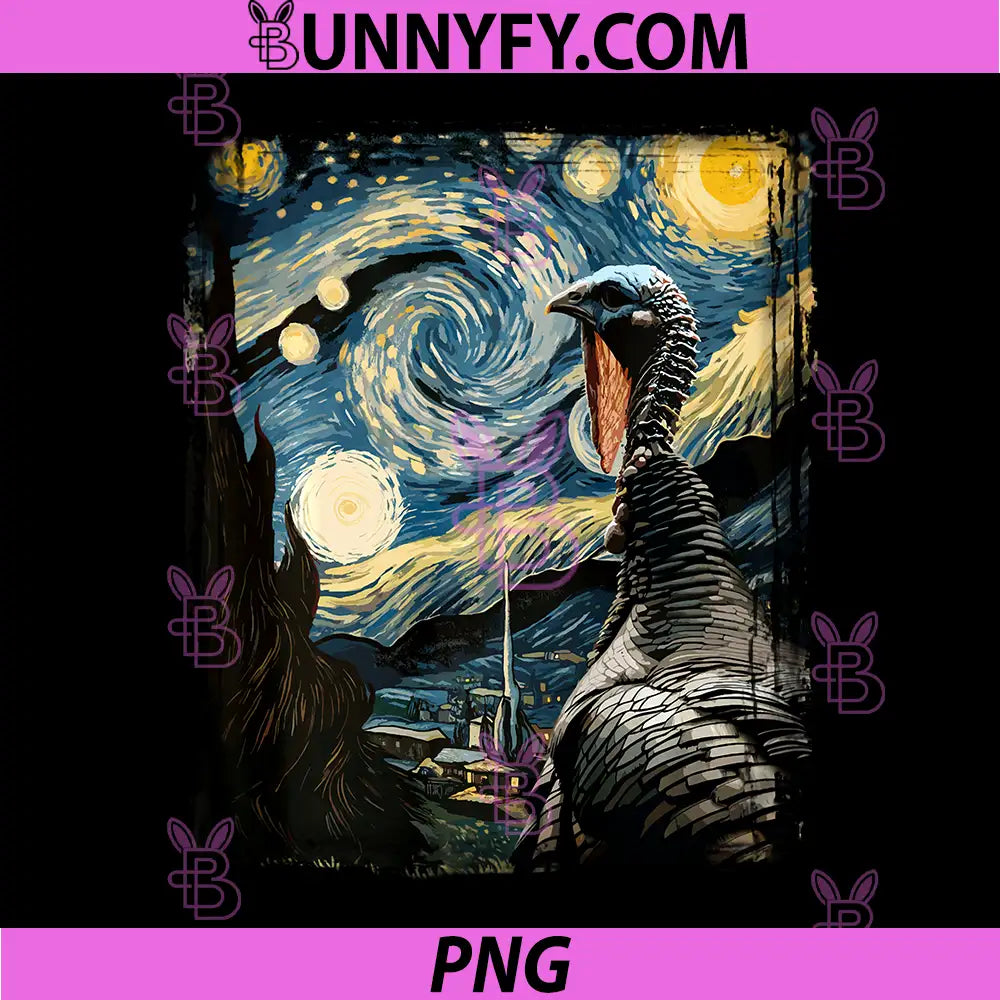 Artistic Turkey Van Gogh Style PNG, Starry Night Turkey Performance PNG