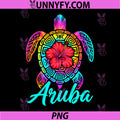 Aruba Sea Turtle PNG, Hibiscus Tropical Art PNG