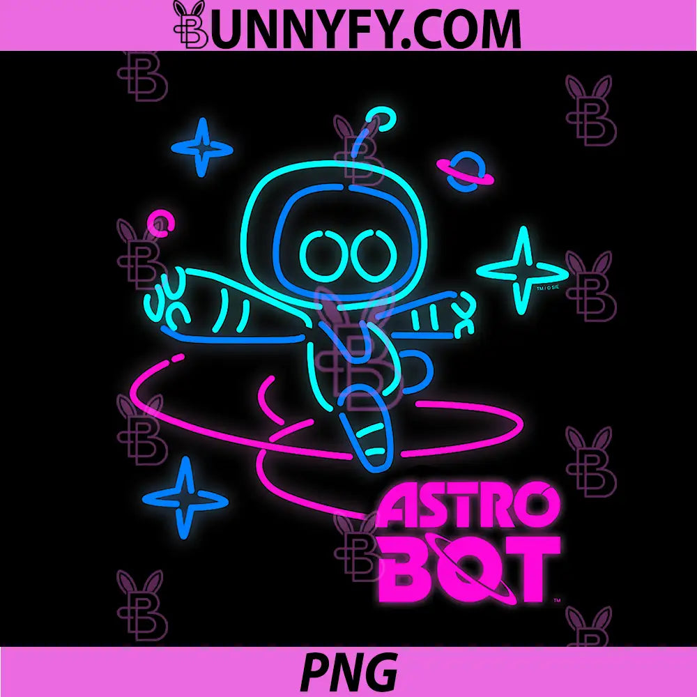 Astro Bot PNG, Rescue Mission Neon Lights PlayStation PNG