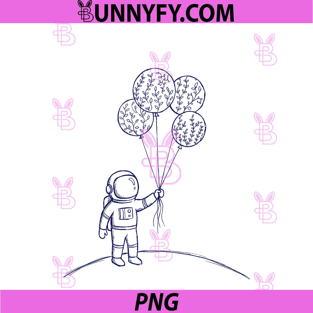 Astronaut Balloons Blue Sketch PNG, Nature Planets Space PNG