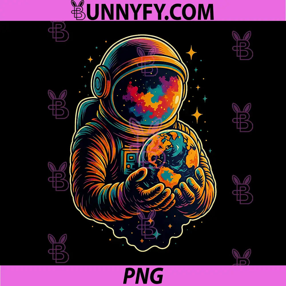 Astronaut Holding Earth Galaxy Space PNG, Surreal Science Art PNG