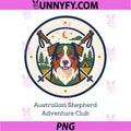Australian Shepherd Adventure Club PNG, Hiking Badge PNG