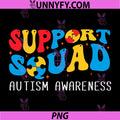 Support Squad Autism Awareness PNG, Colorful Puzzle Typography PNG