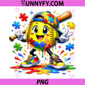 Autism Awareness Autistic PNG, Ice Cream Drip Softball PNG