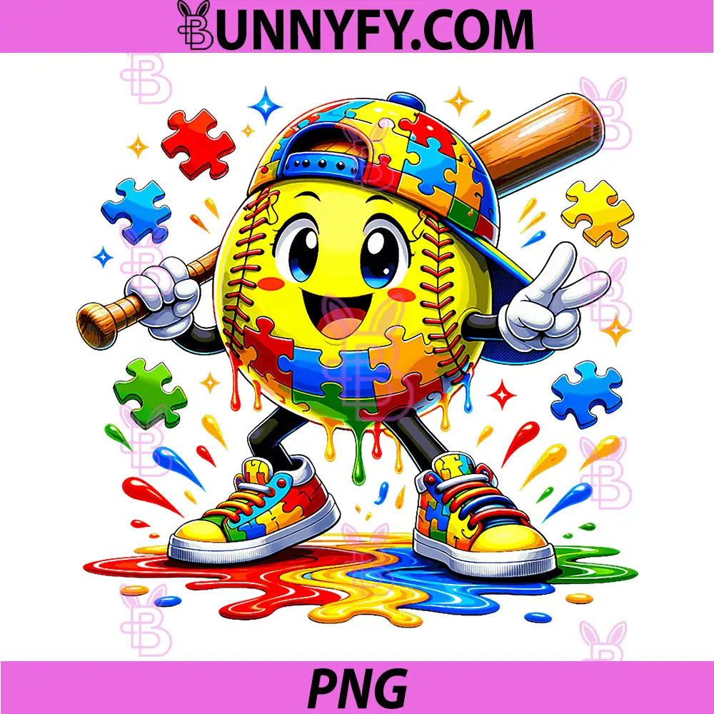 Autism Awareness Autistic PNG, Ice Cream Drip Softball PNG