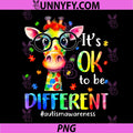 Autism Awareness PNG, Cute Giraffe Animal PNG, Its Ok to Be Different PNG