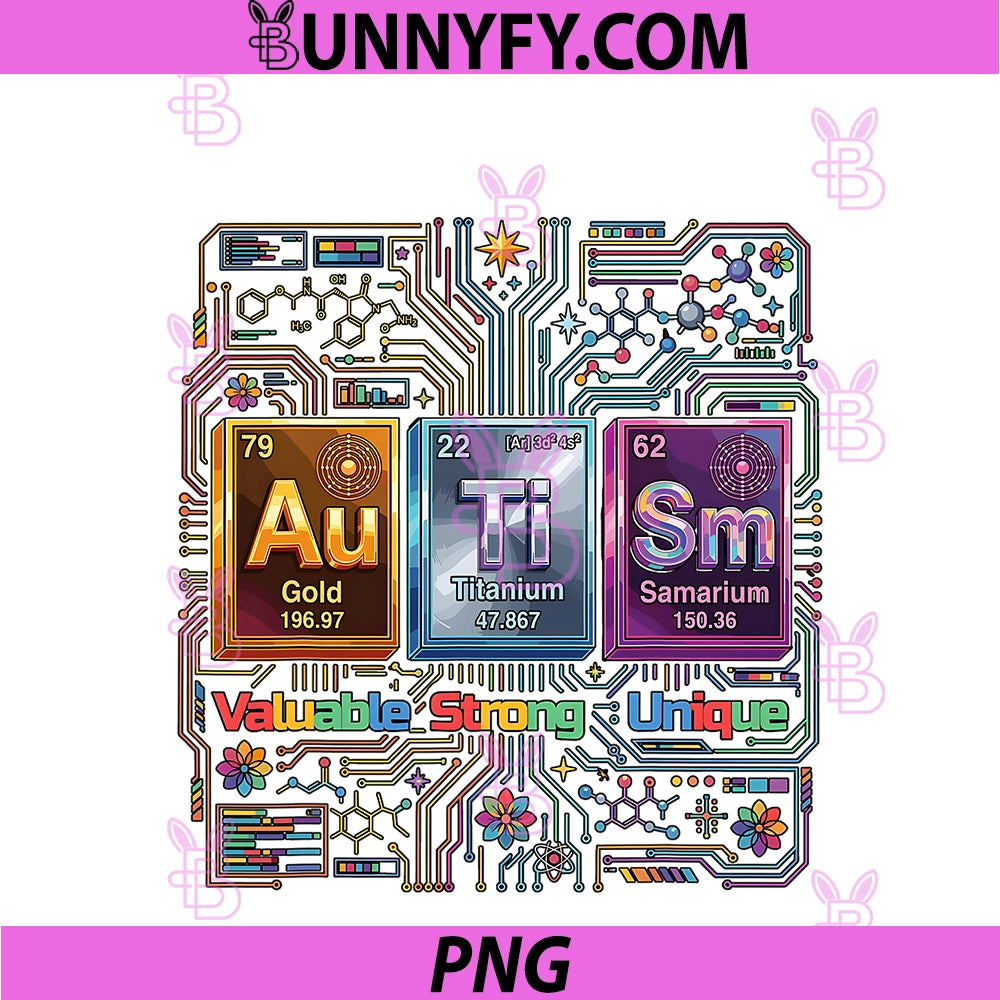 Autism Awareness Elements PNG, Periodic Table ASD Unique Strong PNG