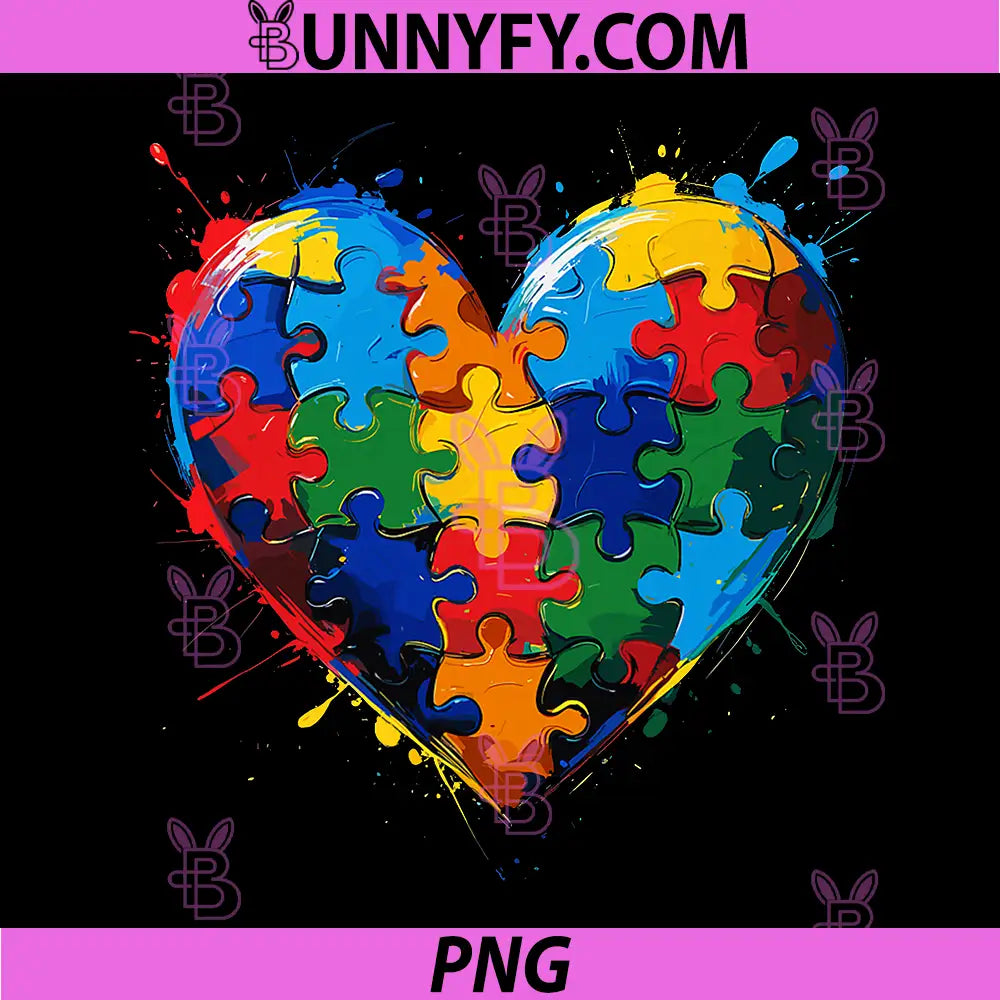 Autism Awareness Heart PNG, Valentine Day Puzzle Piece PNG