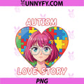 Autism Awareness PNG, Anime Girl Puzzle Heart Cute PNG