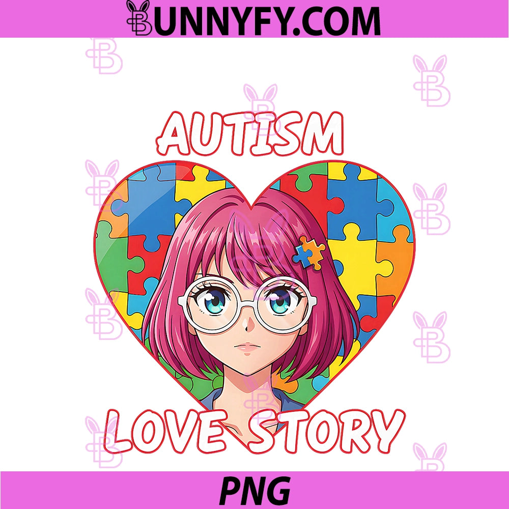 Autism Awareness PNG, Anime Girl Puzzle Heart Cute PNG