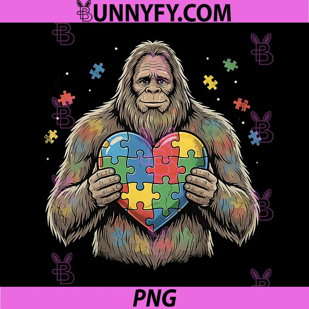 Autism Awareness Puzzle PNG, Heart Autistic Bigfoot PNG