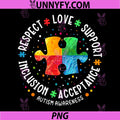 Autism Awareness Respect PNG, Love Support Blue Autism PNG