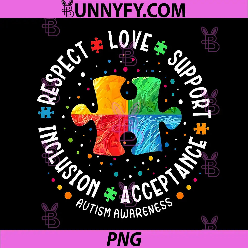 Autism Awareness Respect PNG, Love Support Blue Autism PNG