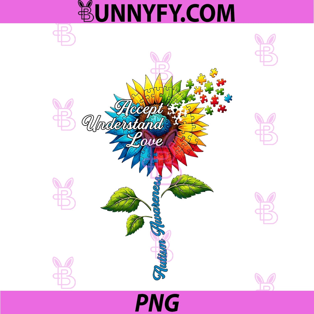 Autism Awareness Sunflower PNG, Accept Understand PNG