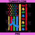 Autism Awareness USA Flag PNG, Puzzle Ribbon Support PNG
