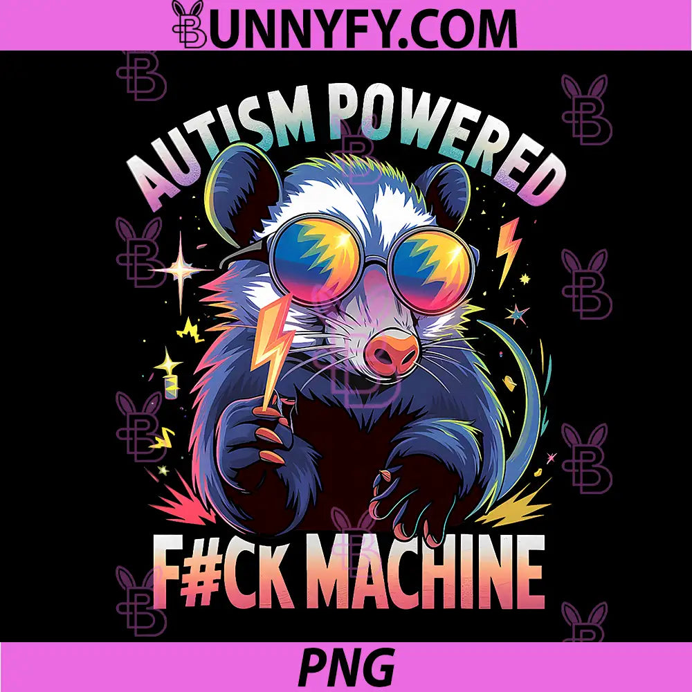 Autism Powered Fuck Machine PNG, Funny Meme Opossum Autistic PNG