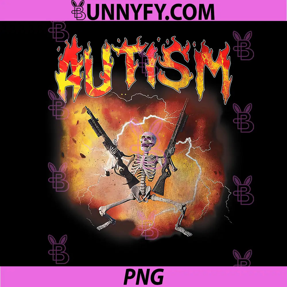 Autistic Funny PNG, Meme Skeleton Fire PNG, Autism Awareness PNG