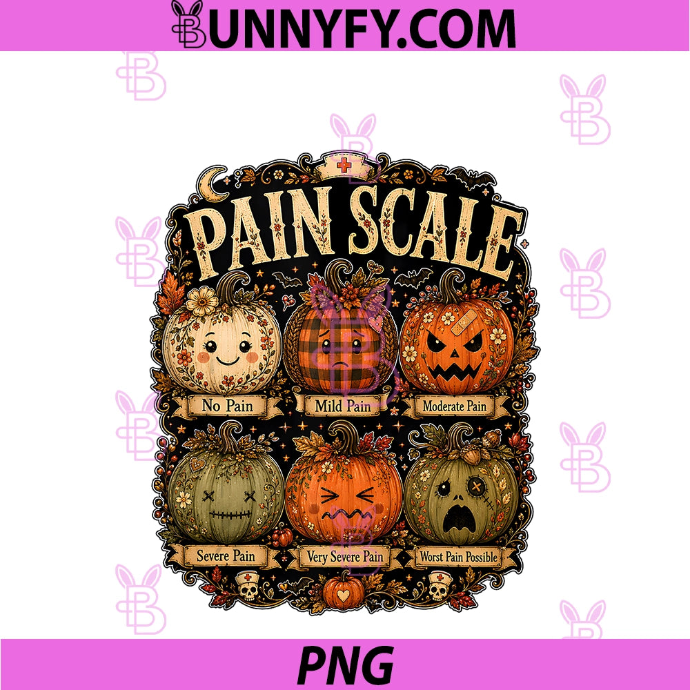 Autumn Healthcare Pain Scale Pumpkin PNG, Funny Nurse Halloween PNG