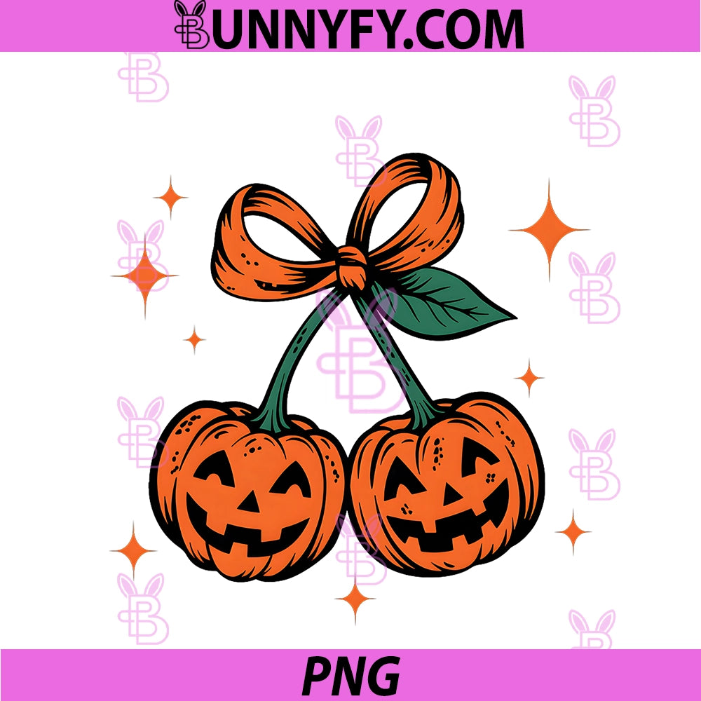 Autumn Pumpkin Cherries Fall PNG, Halloween Pumpkin Coquette PNG