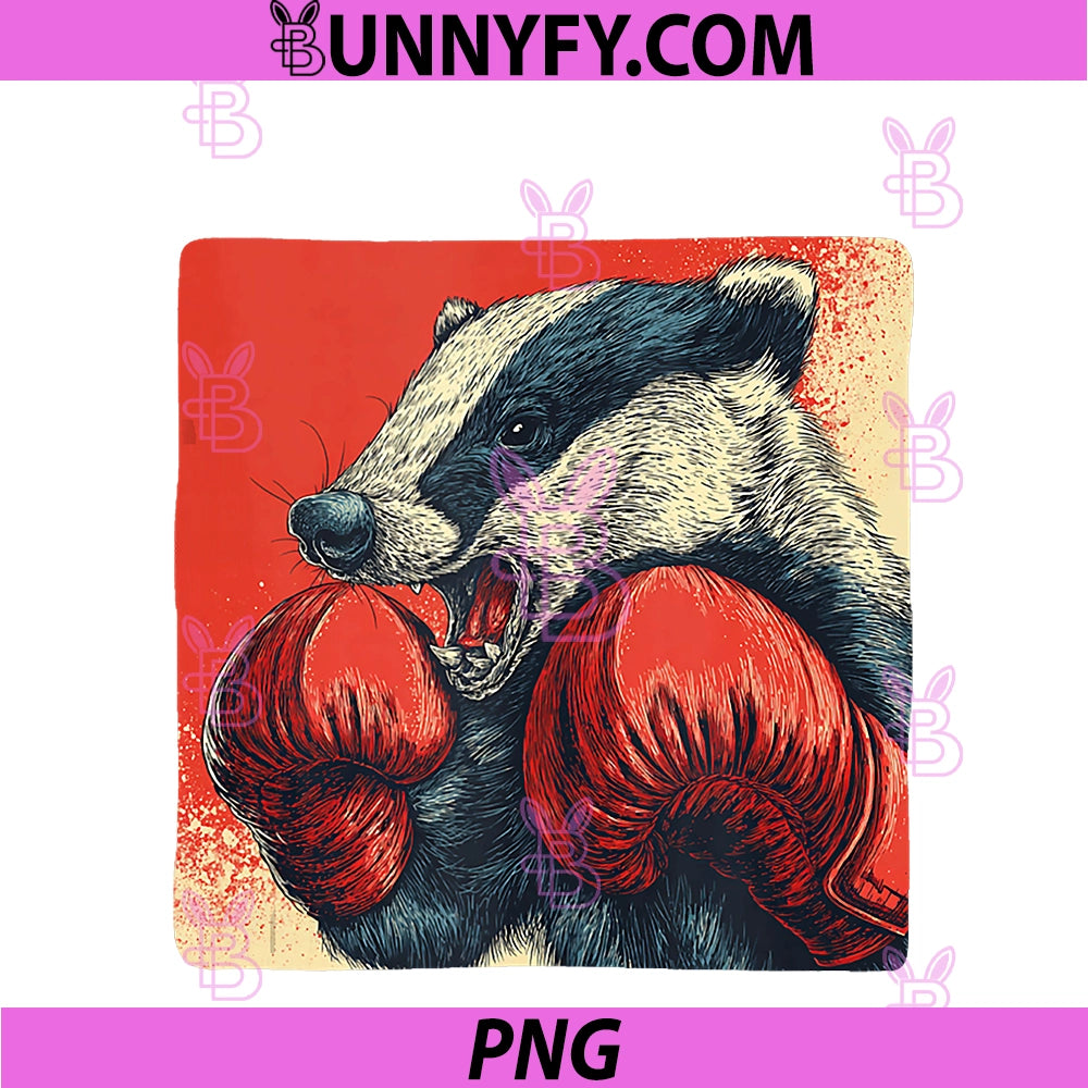 Awesome Badger PNG, With Boxing Gloves For Sport And Badgers Fans PNG