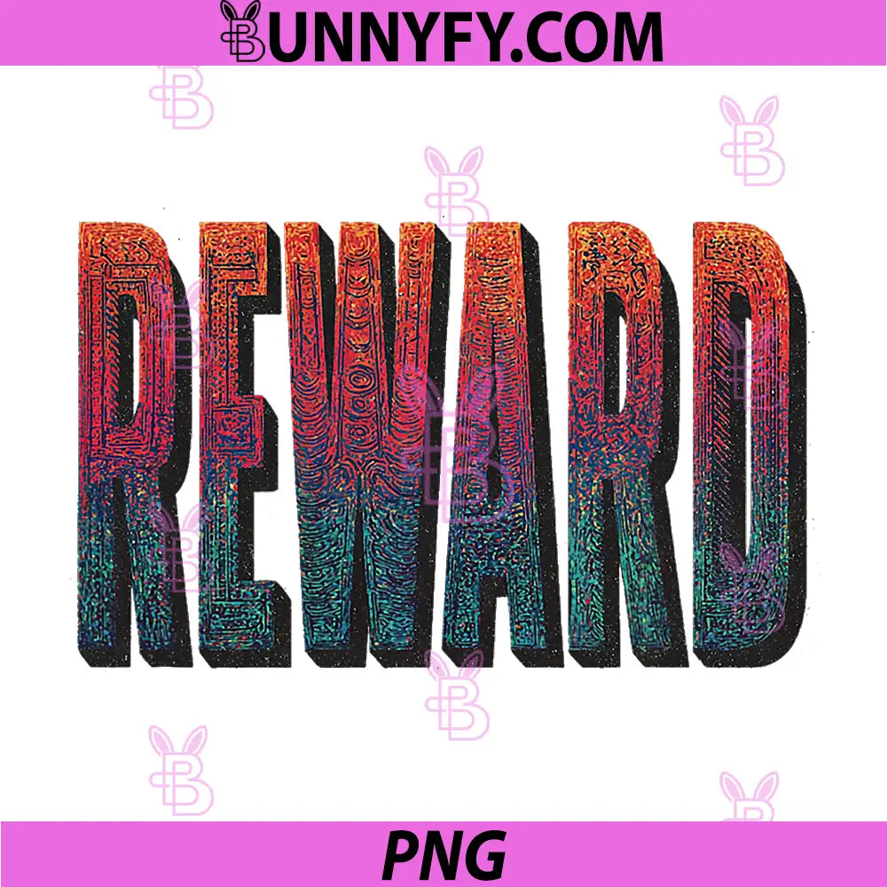 Reward Textured Bold Typography PNG, Reward Colorful Artistic Lettering PNG