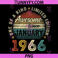Awesome since January 1966 PNG, 60 Year Old 60th Birthday PNG