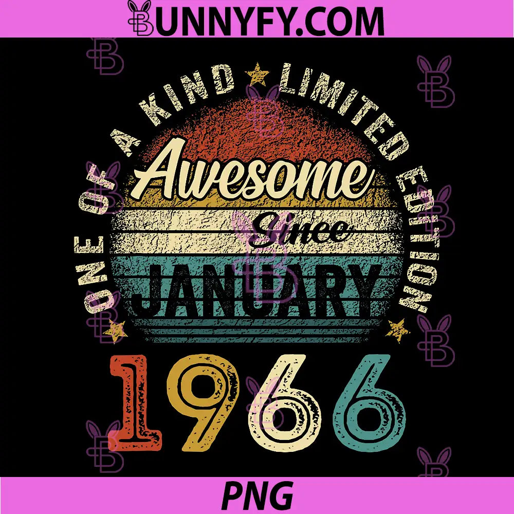 Awesome since January 1966 PNG, 60 Year Old 60th Birthday PNG