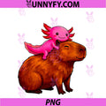 Axolotl And Capybara Cuddling Anime PNG, Kawaii Boys Girls Kids PNG