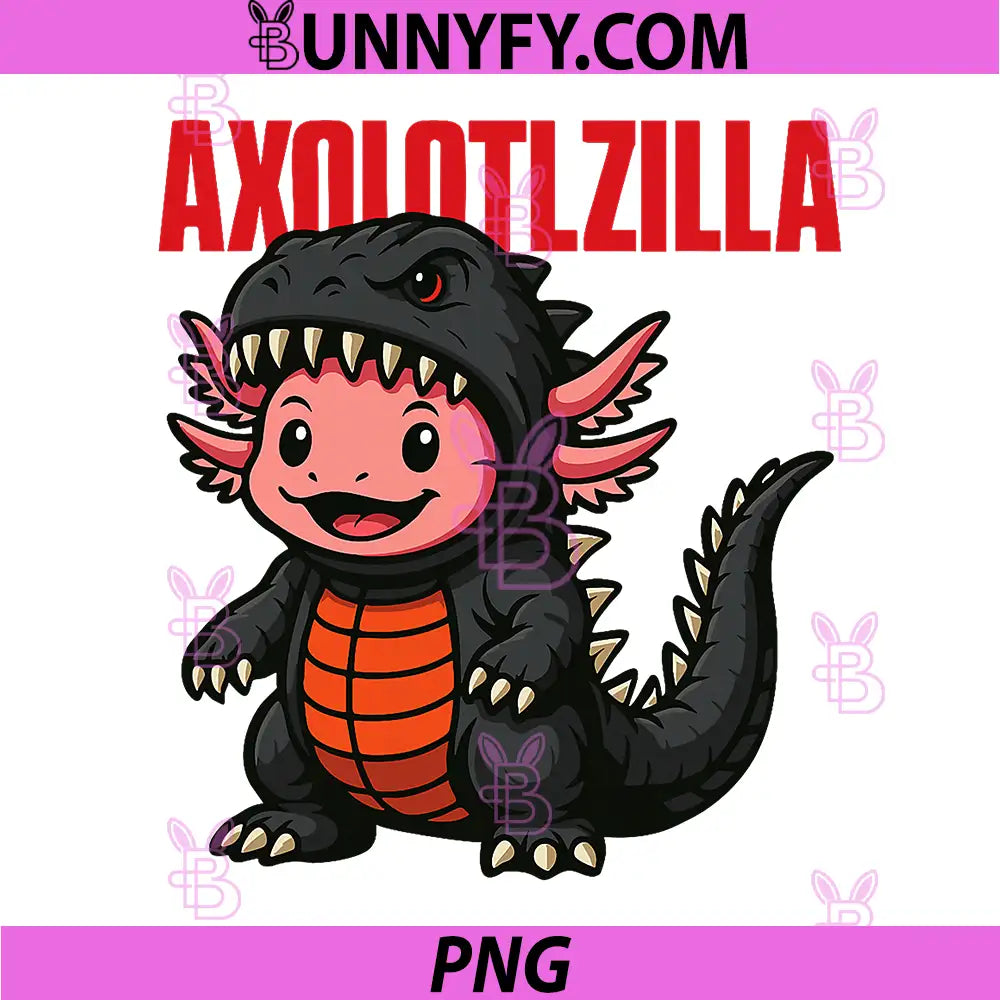 Axolotlzilla Cute PNG, Axolotl Halloween PNG