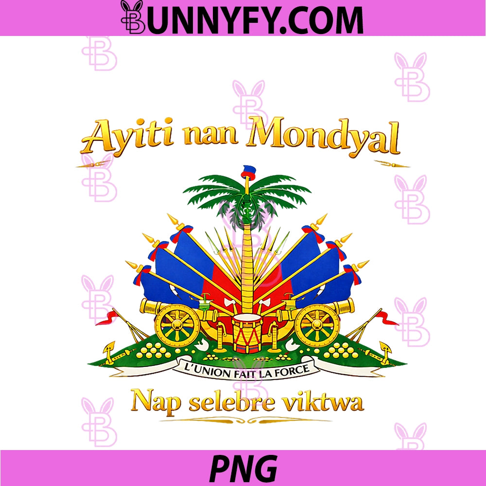 Ayiti Nan Mondyal Haitian Pride PNG, Haiti Flag Cultural Design PNG