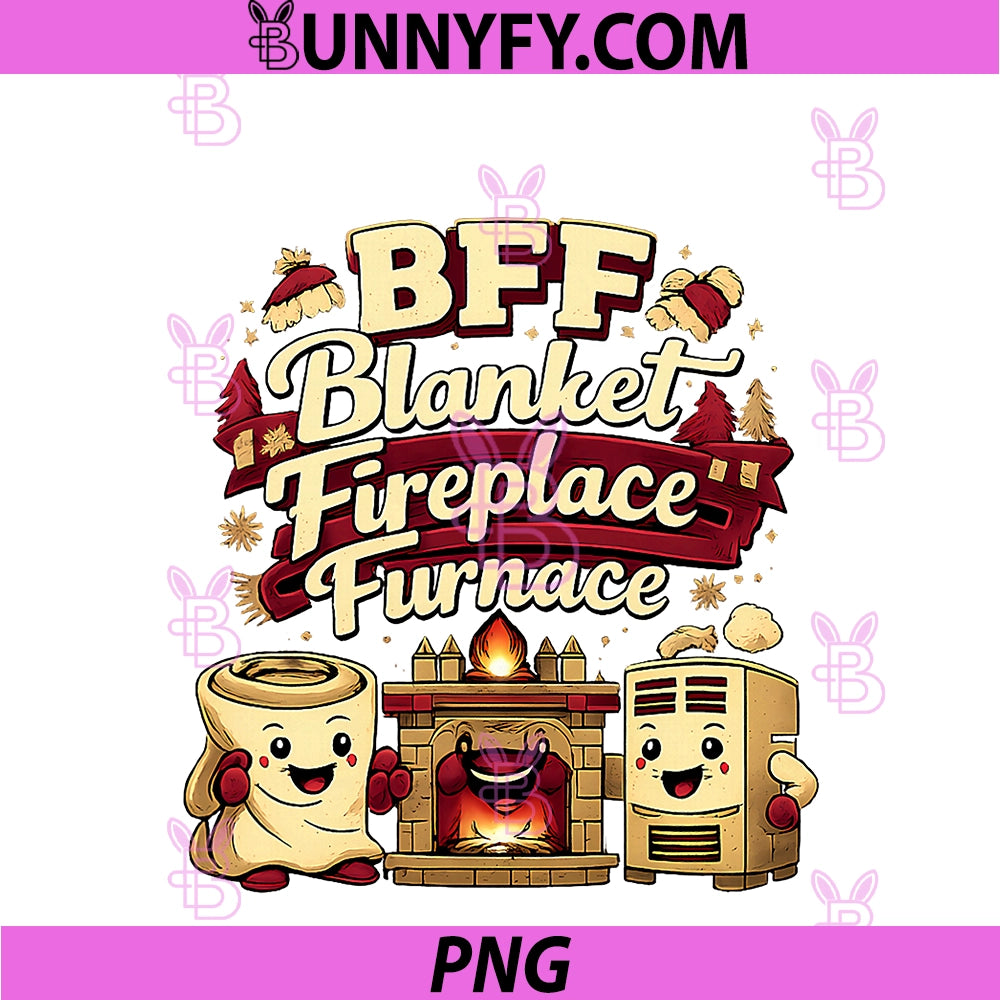 BFF Blanket Fireplace Furnace PNG, HVAC Thermostat Humor PNG
