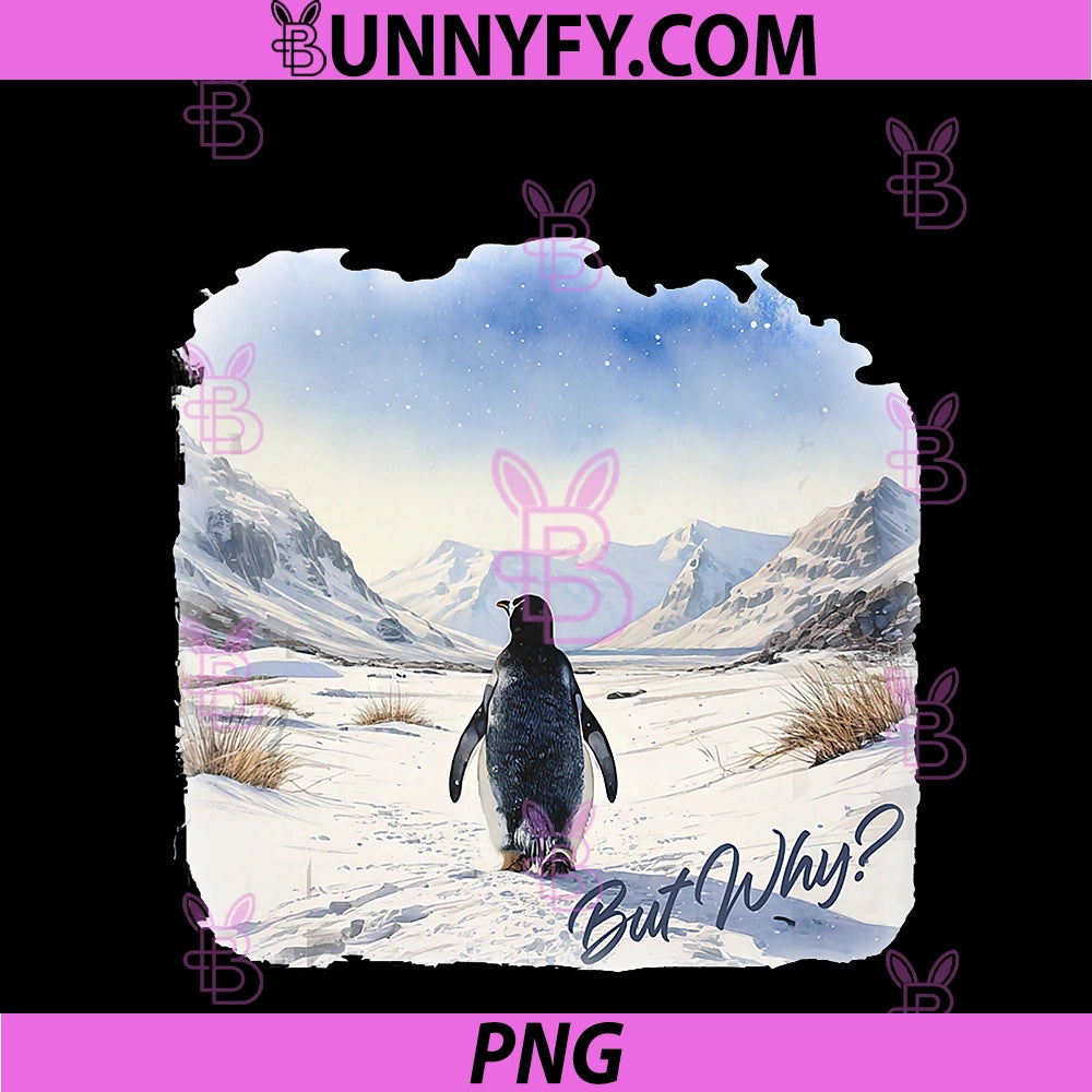 BUT WHY PNG, Penguin Wandering Off Mountains Watercolor PNG